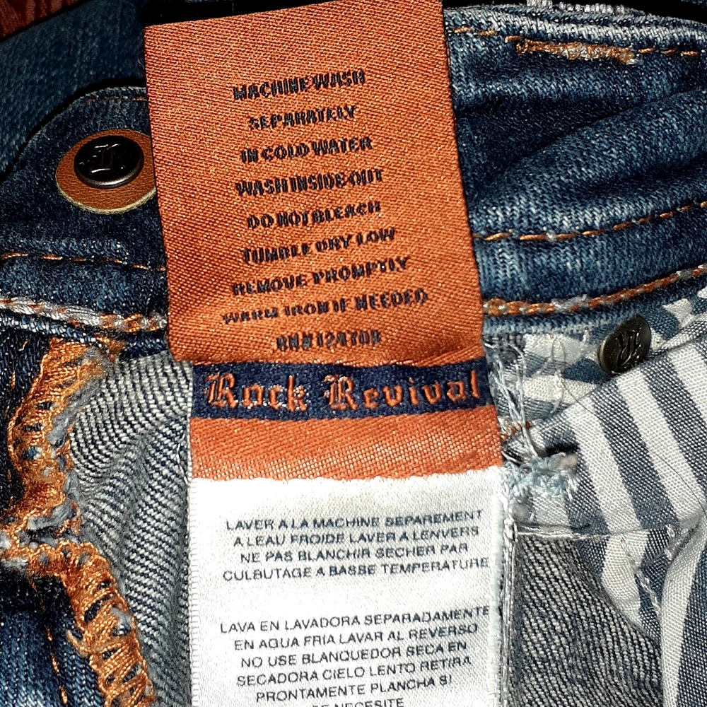 ROCK REVIVAL TORI WOMEN'S SIZE 28 DISTRESSED FADED BLUE LOGO DESIGNER - Picture 16 of 16